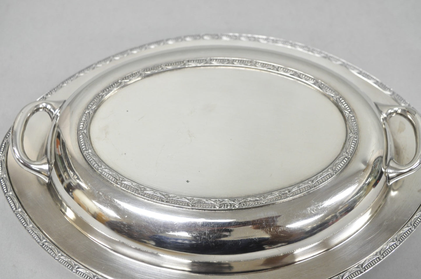 Vintage T&T Silver Plated Victorian Oval Vegetable Serving Platter w/ Drapes