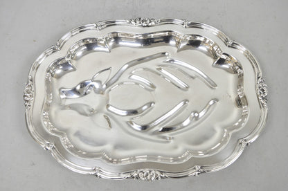 Vintage Silver Plated Scalloped Oval "Stag/Deer" Meat Serving Platter Tray