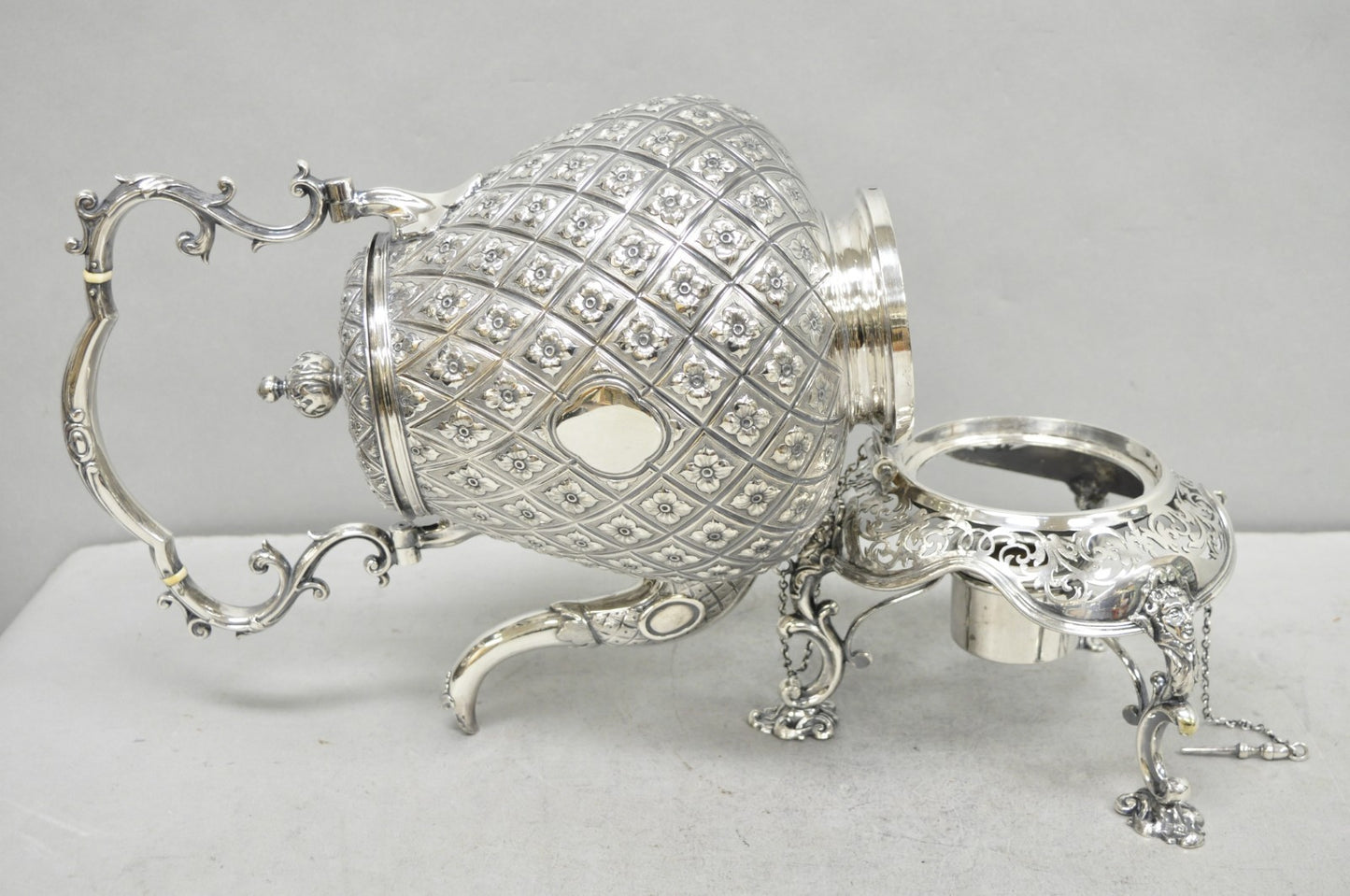Hawksworth Eyre & Co Victorian Silver Plated "Pineapple" Figural Tipping Tea Pot