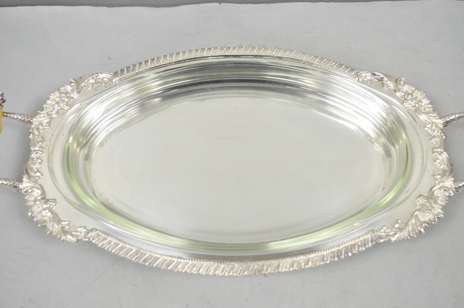 Antique Crown Silver Victorian Silver Plated Large Footed Serving Dish Platter