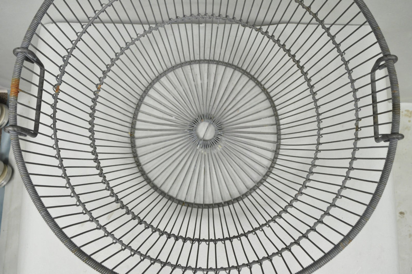Vintage Industrial Modern Large 24" Metal Wire Oyster Clam Throw Blanket Basket