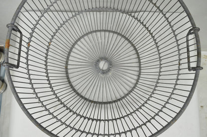 Vintage Industrial Modern Large 24" Metal Wire Oyster Clam Throw Blanket Basket
