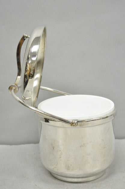 Vintage Art Deco Silver Plated Reticulating Hinge Lidded Bar Ice Bucket