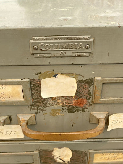 Vintage Columbia Steel Equip Gray Metal 10 Drawer Industrial File Cabinet (A)