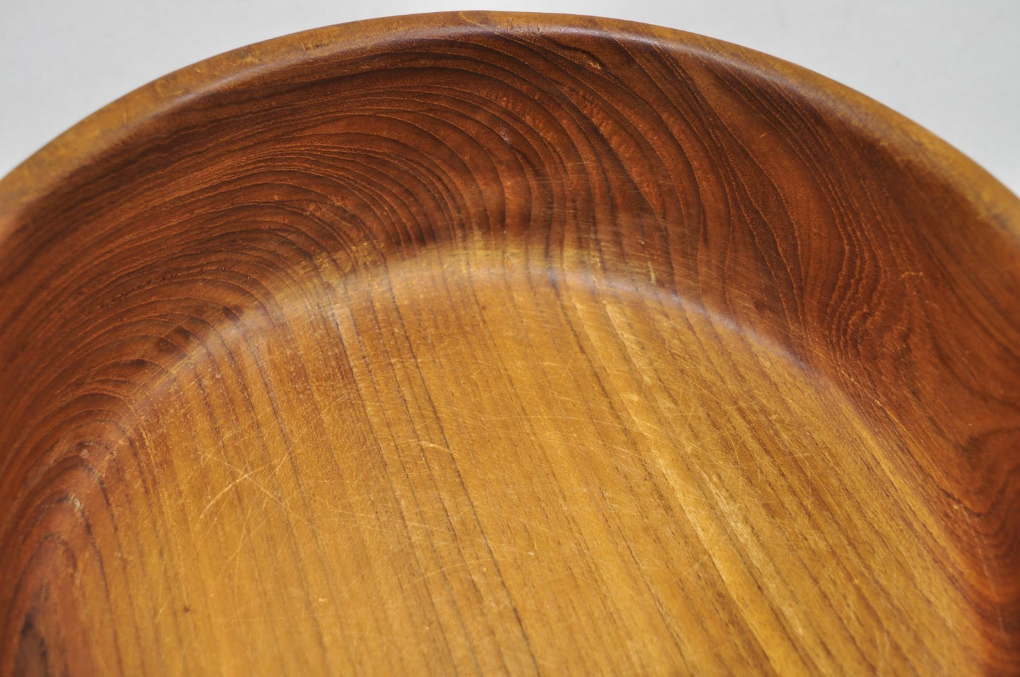 Vintage Mid Century Danish Modern Carved Teak Wood Salad Fruit Bowl (A)