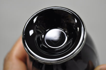 Vintage Rockwell Black Amethyst Glass Creamer Sugar Set Sterling Silver Overlay