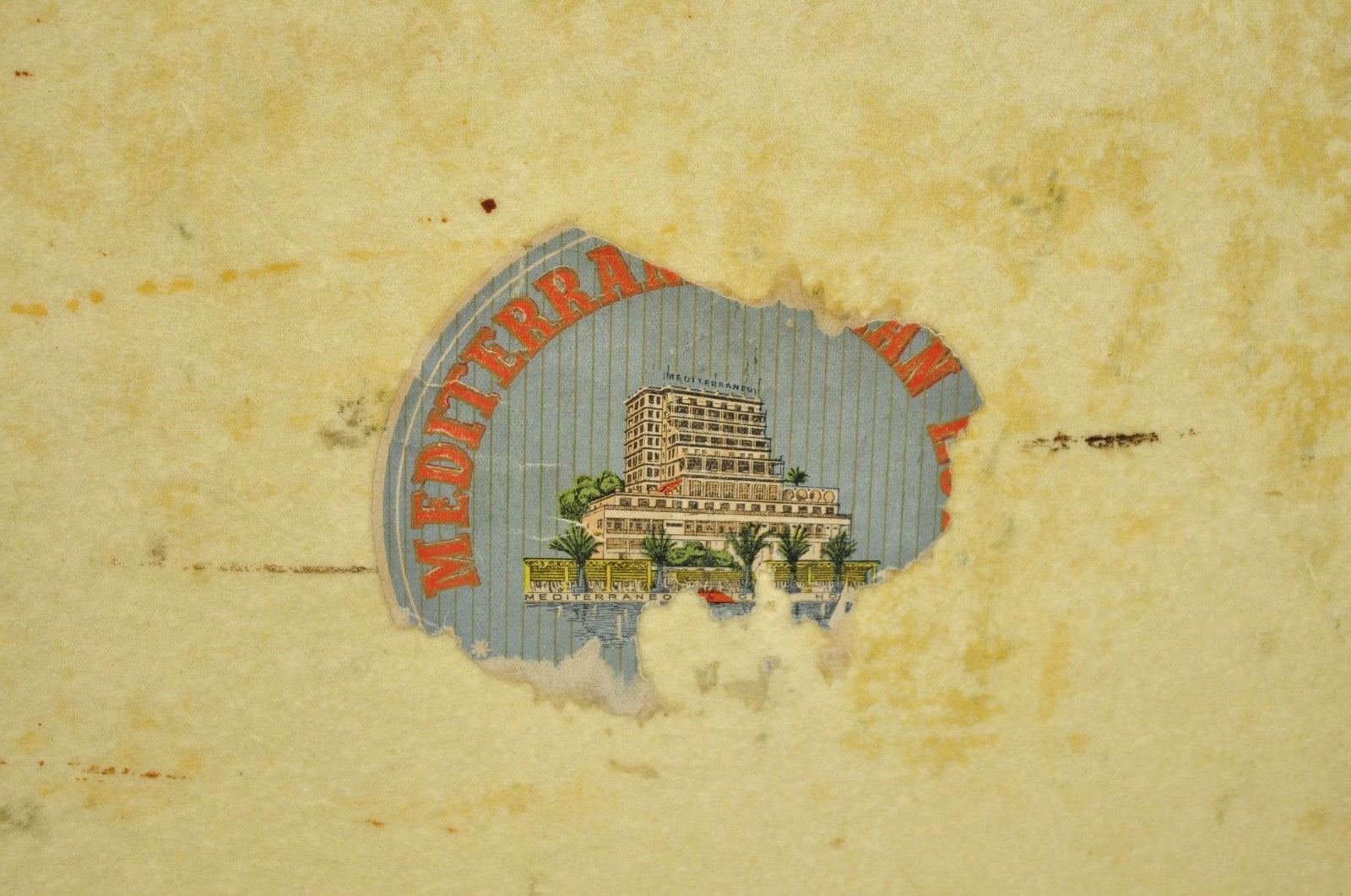 Antique 1930s French Vellum Parchment Large 30" Cream Hard Case Suitcase Luggage