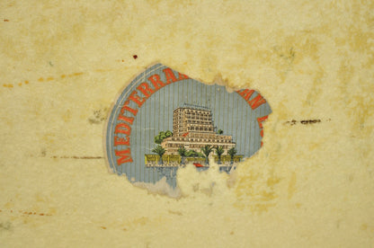 Antique 1930s French Vellum Parchment Large 30" Cream Hard Case Suitcase Luggage