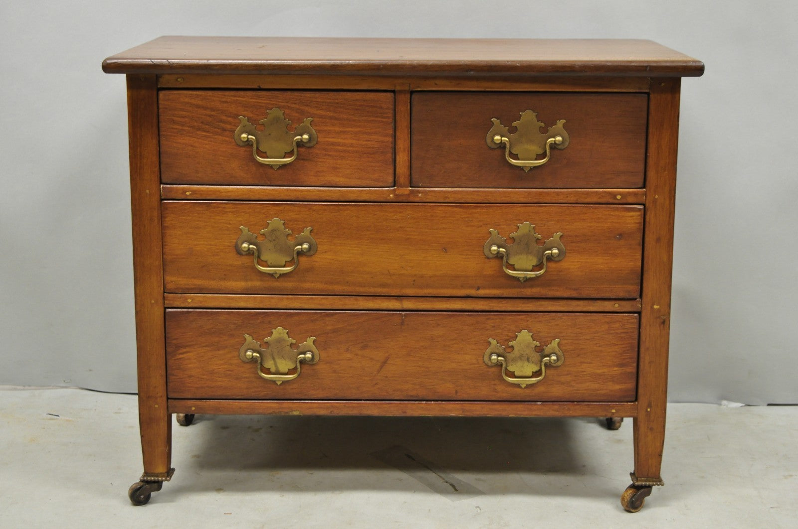 Antique Walnut Miniature Salesman Sample Small Chippendale Chest of Drawers