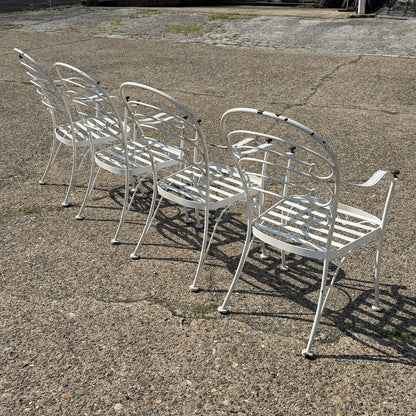 Wrought Iron Scrolling Patio Dining Arm Chairs by Crown Leisure - Set of 4