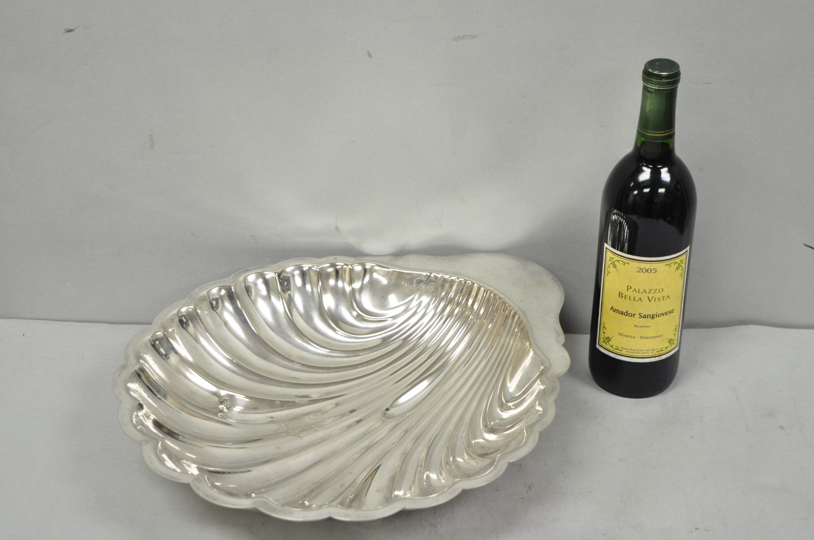 Vintage Mid Century Modern Large Silver Plated Clam Shell Serving Dish Platter