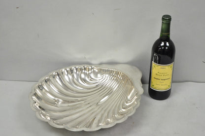 Vintage Mid Century Modern Large Silver Plated Clam Shell Serving Dish Platter