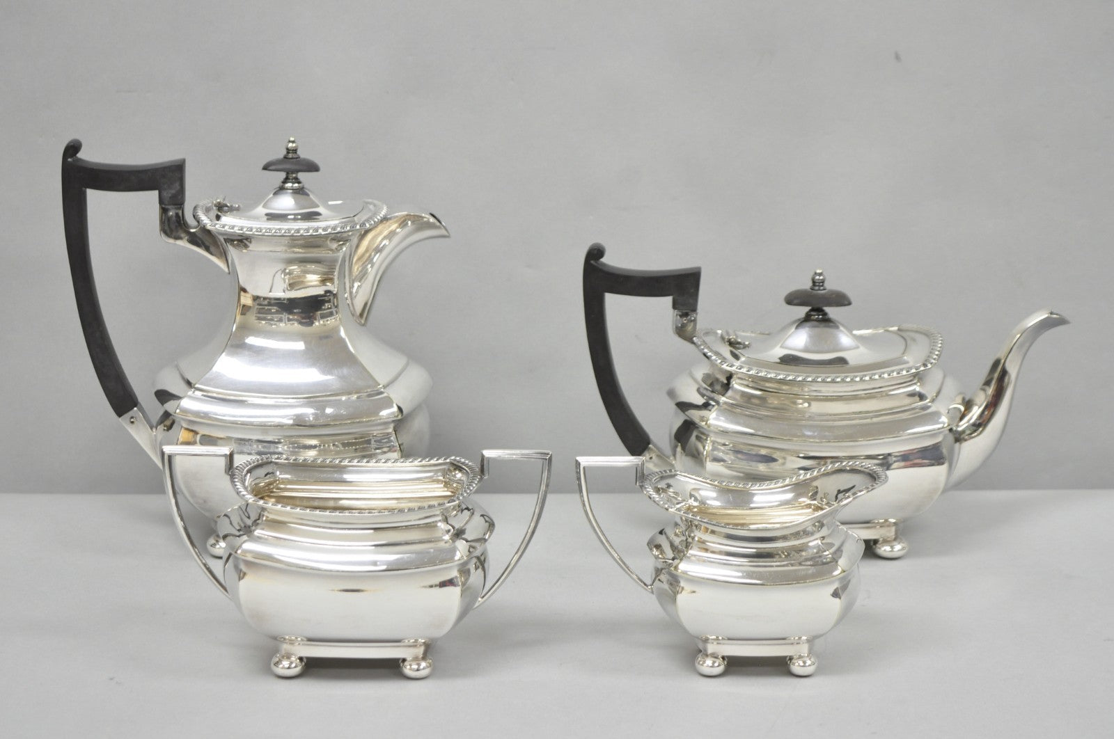 Antique Walker & Hall 53499 Art Deco Silver Plated Tea Service Set - 4 Pcs
