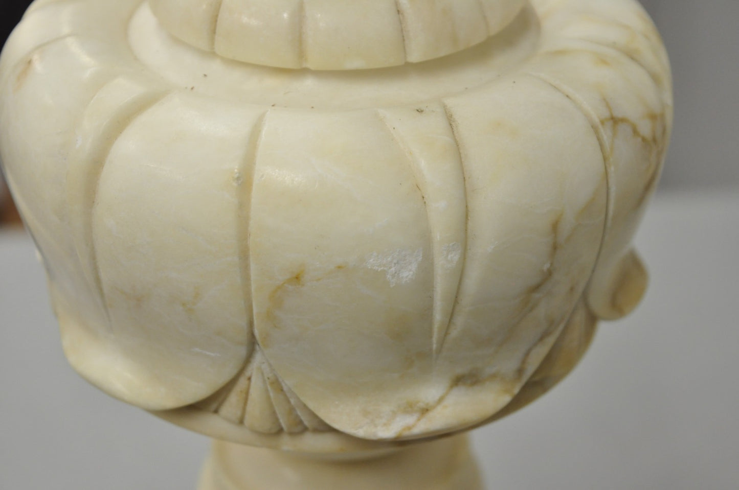 Antique French Empire Carved Italian White Marble Victorian Table Lamps - a Pair