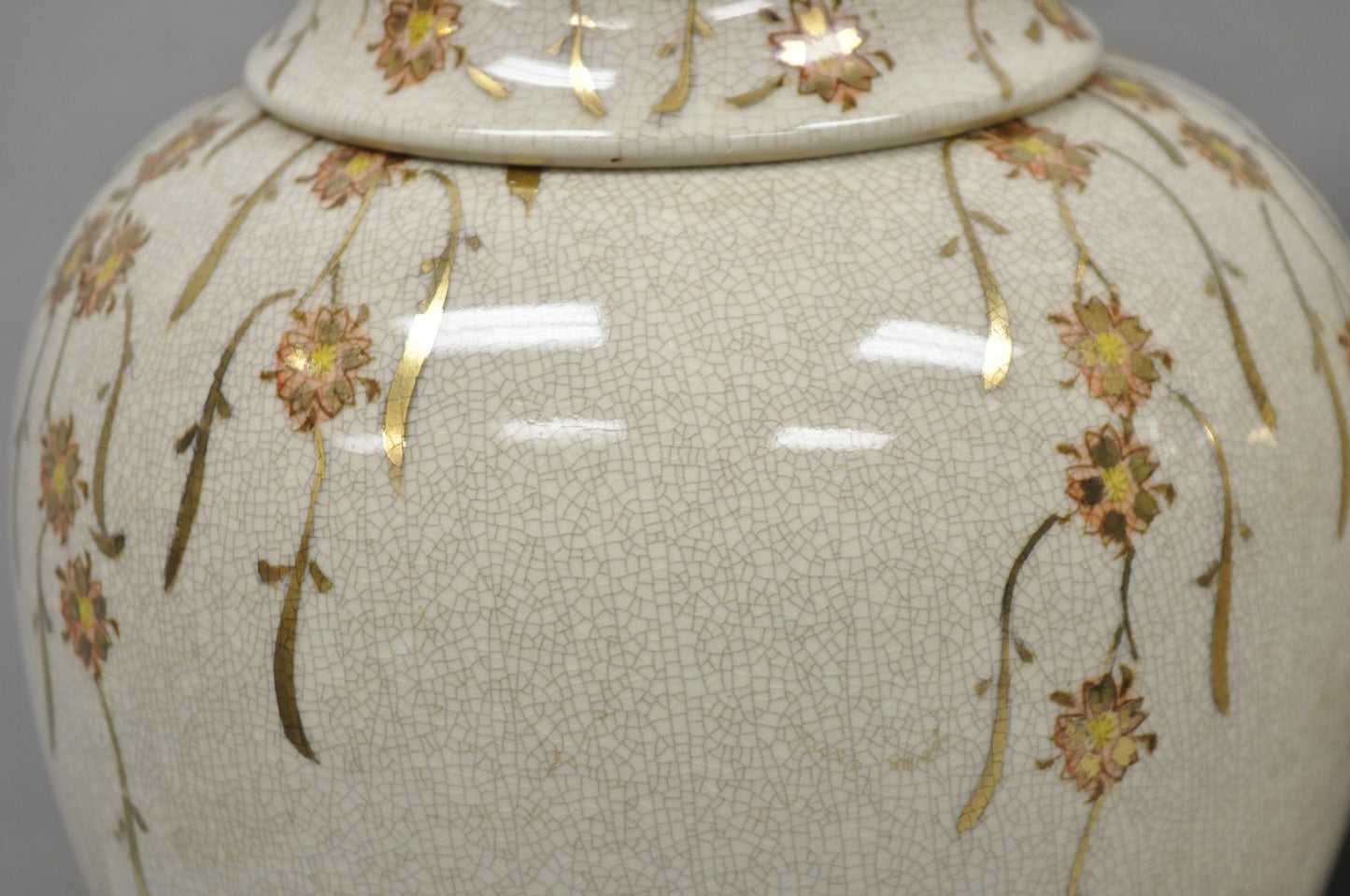 Vintage Chinese Chinoiserie Porcelain Ginger Jar Painted Floral Table Lamp Pair