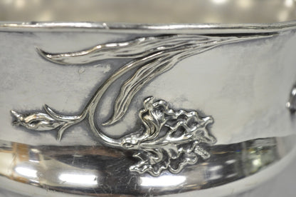 Art Nouveau Silver Plated Floral Repousse Champagne Chiller Wine Bottle Coaster
