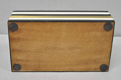 Modern Black White & Gold Bone & Brass Inlay Jewelry Trinket Box by Current Home