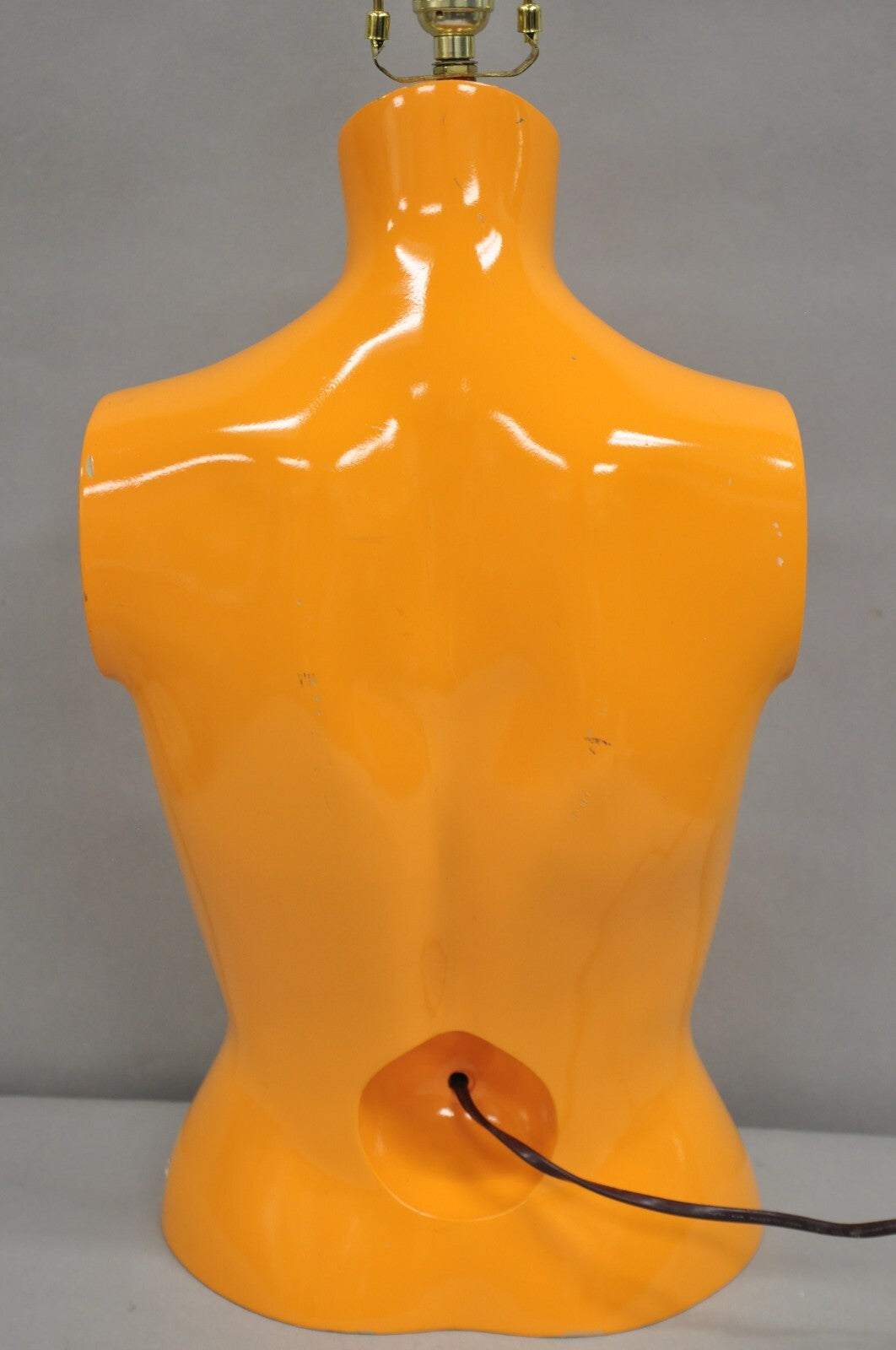 Vintage Modern Pop Art Orange Fiberglass Mannequin Female Nude Torso Table Lamp