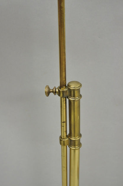 Vintage Mid Century Modern Brass Adjustable Task Pharmacy Reading Floor Lamp