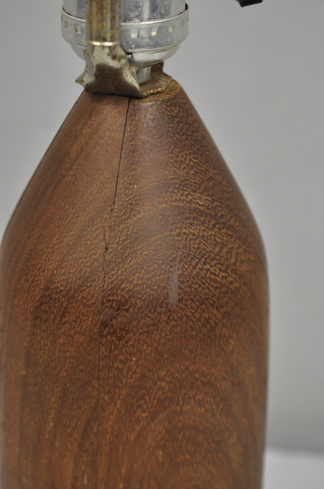 Vintage Mid Century Danish Modern Small Solid Teak Wood "Bottle" Form Table Lamp