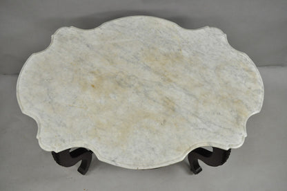 Antique Victorian Marble Turtle Top Mahogany Wood Parlor Center Table
