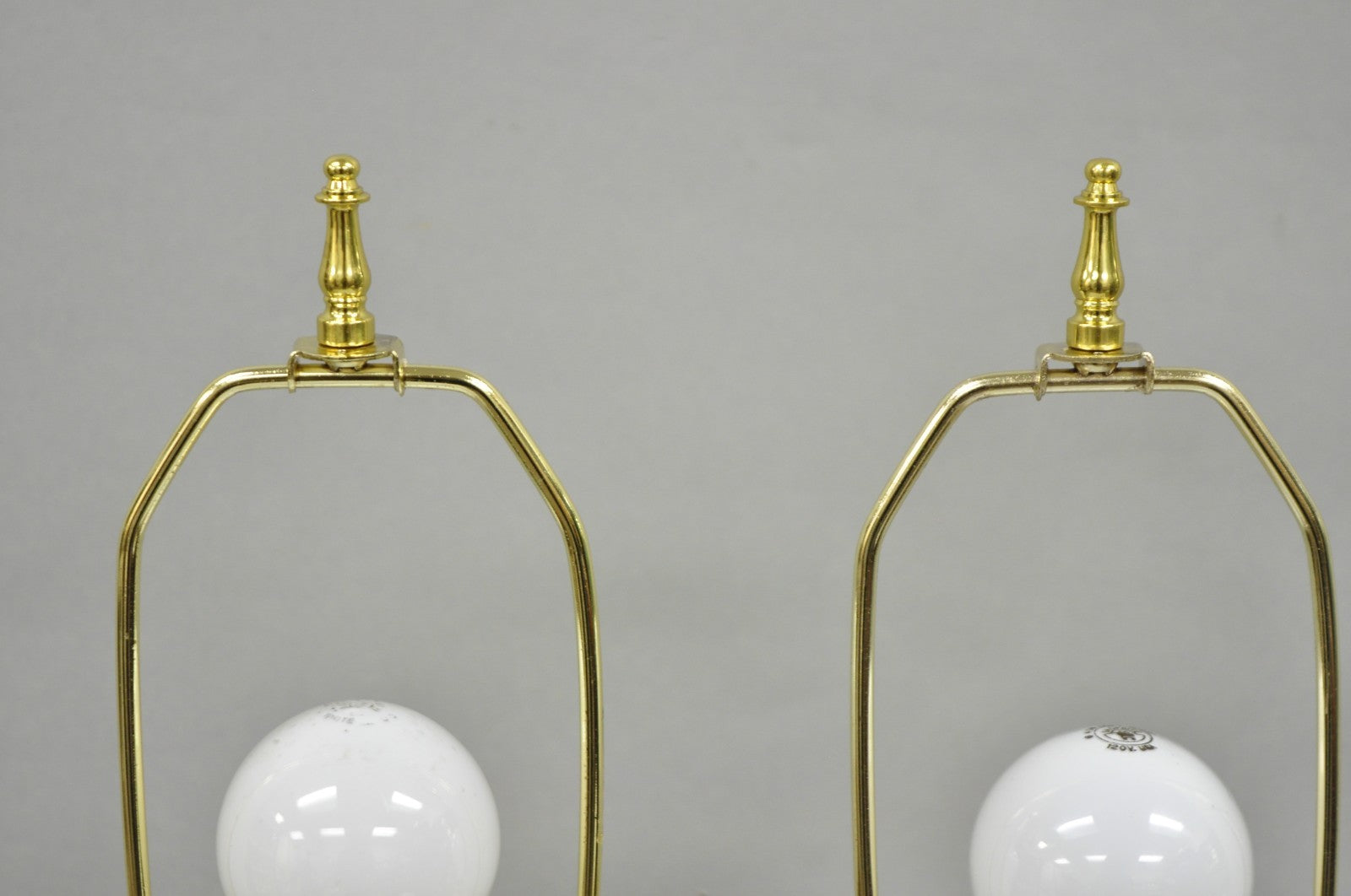 Vintage Cofrac Art Verrier French Leaded Crystal Glass & Brass Table Lamps, Pair