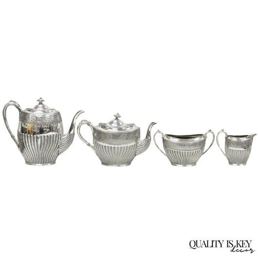 Antique James Dixon & Sons 4186 Victorian Silver Plated Tea Service Set - 4 Pcs