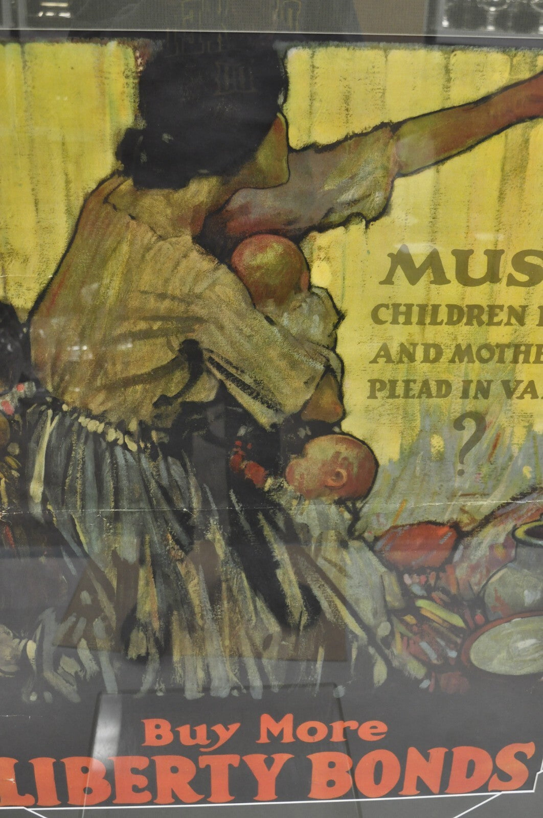 World War 1 "Must Children die & Mothers Plead in Vain Framed" Poster