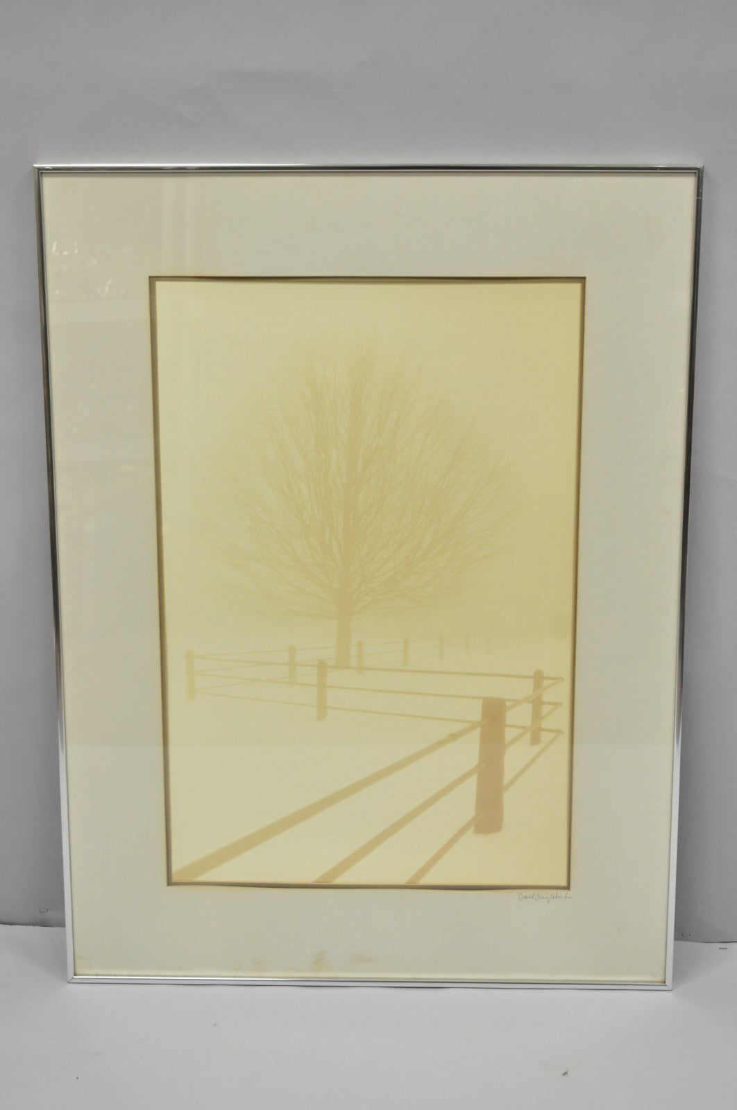Vintage David Lorenz Winston Solitude Tree Fence Winter Landscape Signed Print