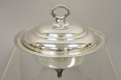 Vtg English Regency Victorian Silver Plated Lidded Vegetable Serving Dish Bowl