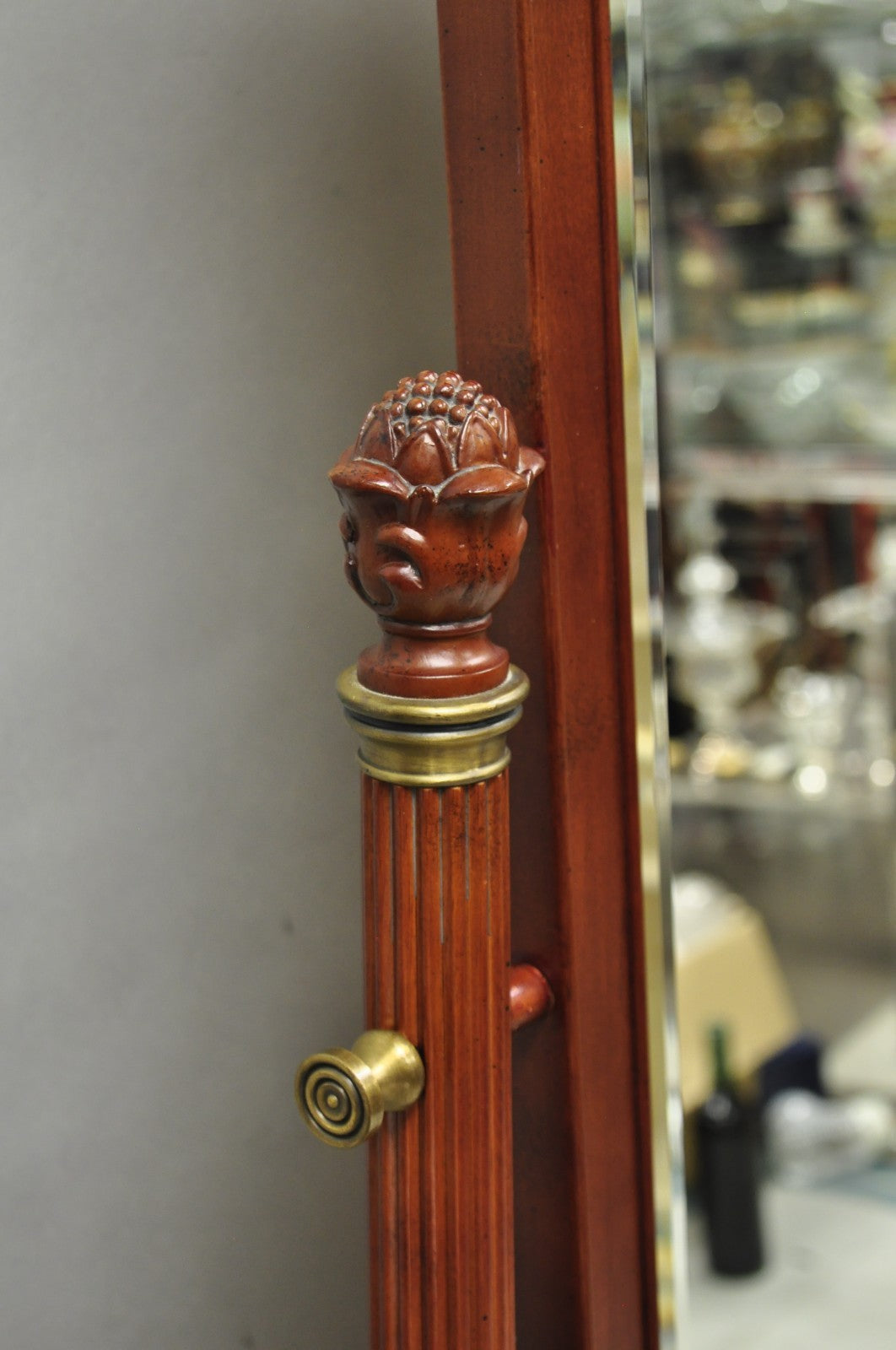 Bombay Company Cherry Wood Victorian Style Standing Cheval Mirror with Drawer