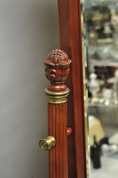 Bombay Company Cherry Wood Victorian Style Standing Cheval Mirror with Drawer