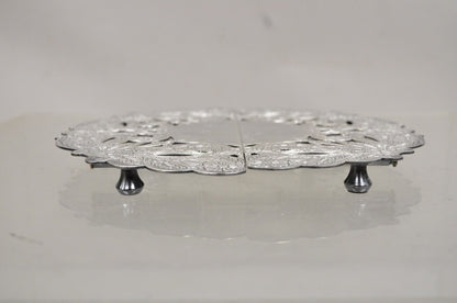 Vintage LBS Co Victorian Style Silver Plated Round Expandable Trivet