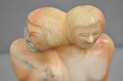 Morton Gaffin "Adam & Eve" Modernist Carved Peach Alabaster Nude Sculpture
