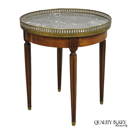 Antique French Louis XVI Round Marble Top Small Bouillotte Drinks Side Table