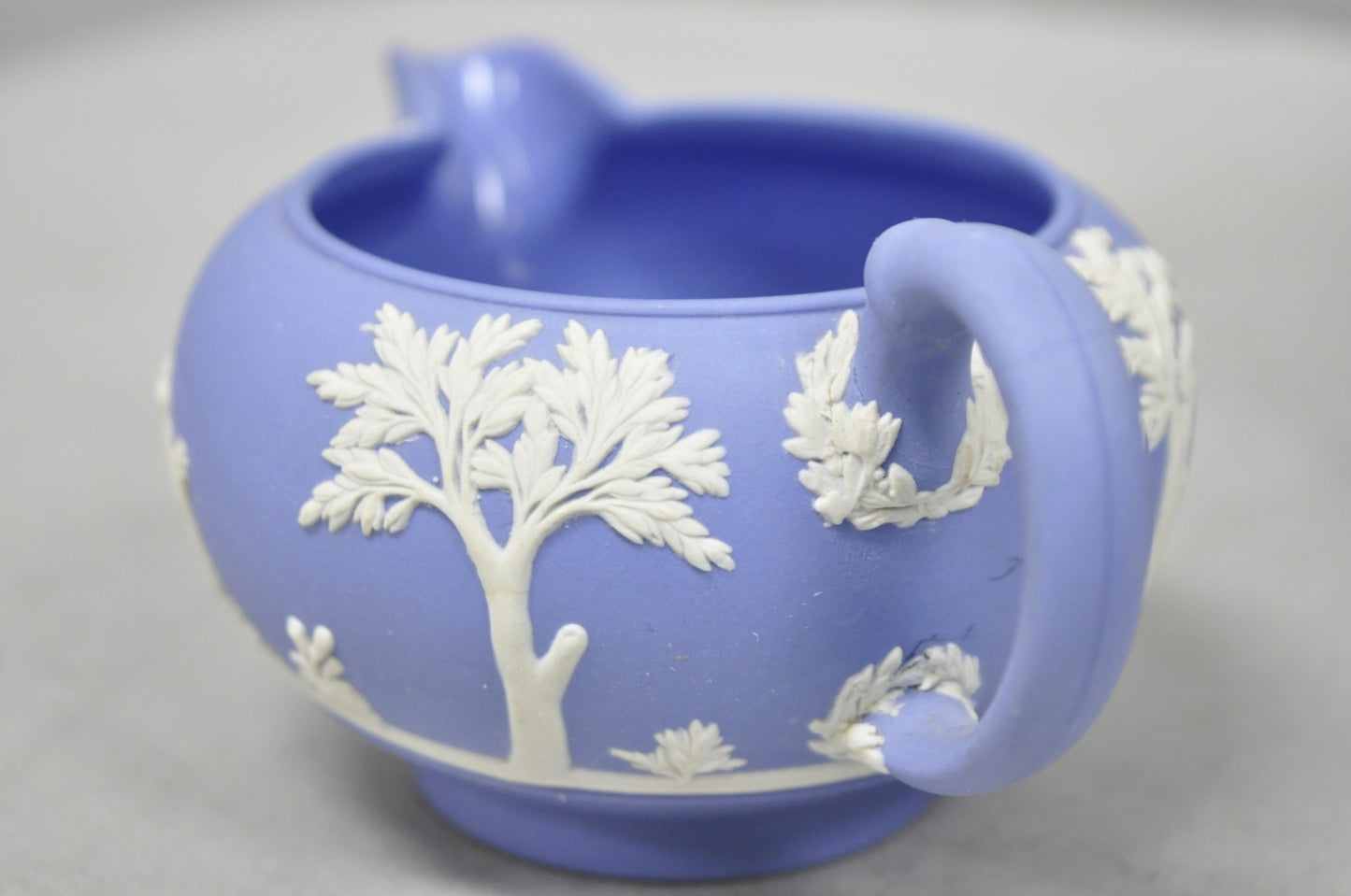 Antique Wedgwood Blue Jasperware Tea Set w/ Tea Pot Creamer Sugar Bowl 3 Pc Set