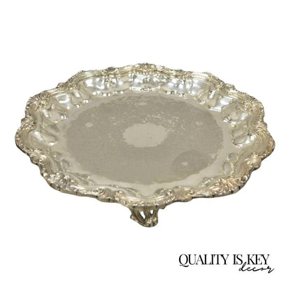 Vintage English Silver Mfg Regency Style Silver Plated 12" Trinket Platter Tray