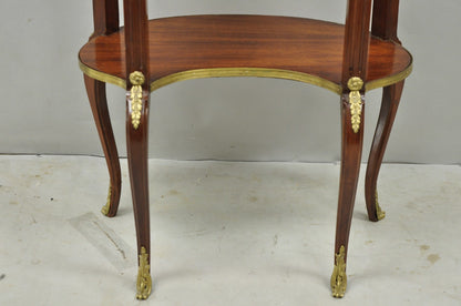 Vintage French Louis XV Style Mahogany Kidney Bean Side Table w/ Bronze Ormolu