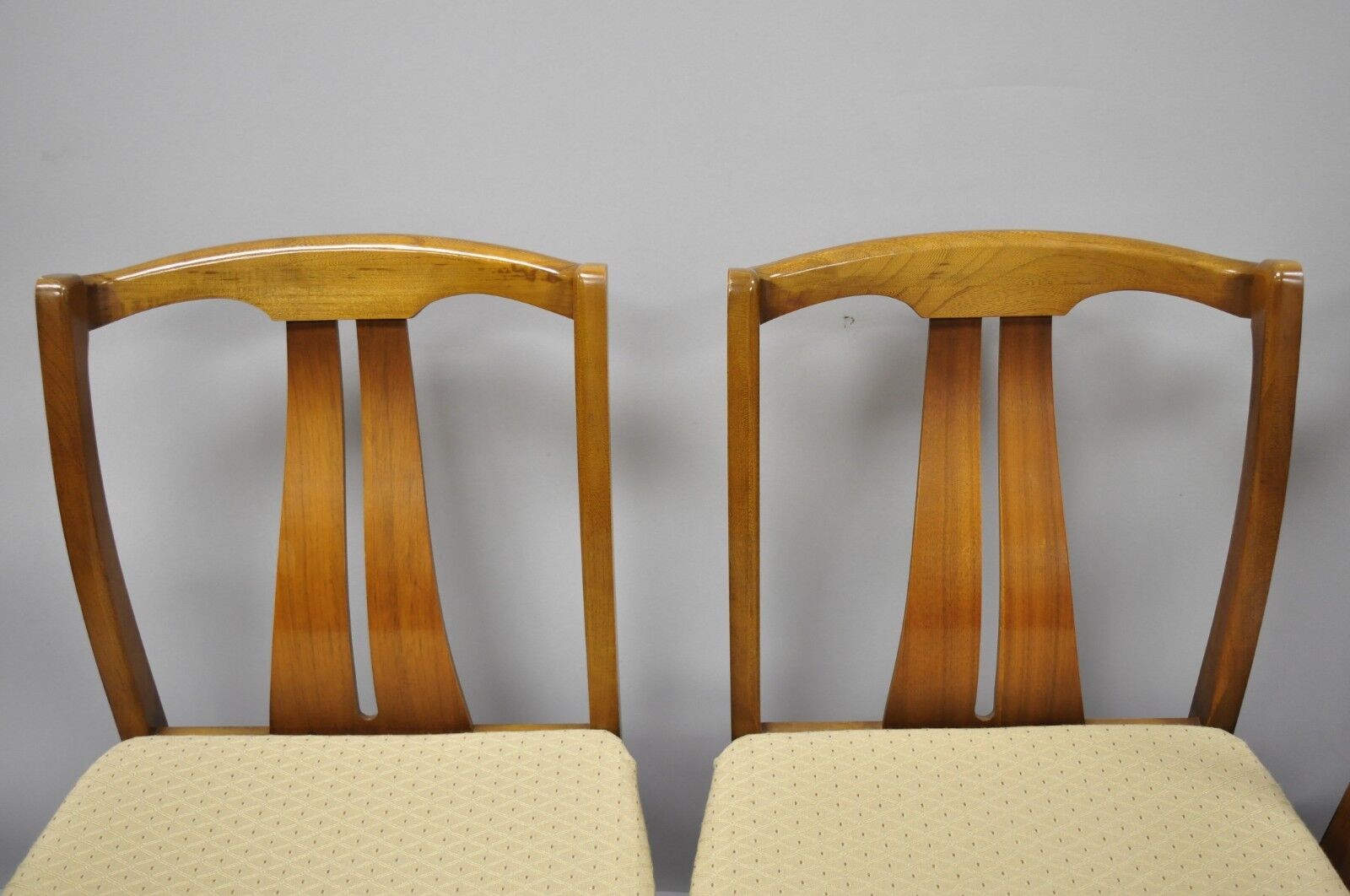 Vintage Mid Century Modern Curved Sculpted Walnut Dining Side Chairs - Set of 4