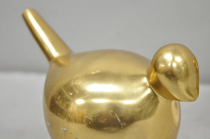 Modern Gold Marble Pheasant Quail Bird Dove Brass Modernist Sculpture - a Pair