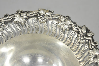 Vintage English Victorian Silver Plated Grapevine Small Bar Nut Dish Bowl
