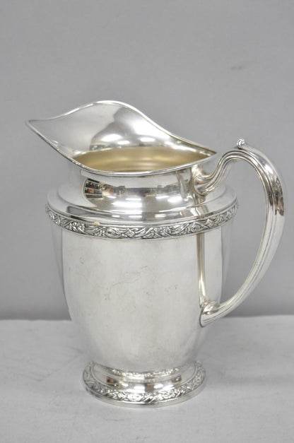 Vintage Victorian Oneida Maybrook Silver Plated Floral Repousse Water Pitcher