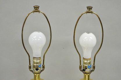 Vintage Stiffel Hollywood Regency Cream Enamel Brass Urn Table Lamps - a Pair