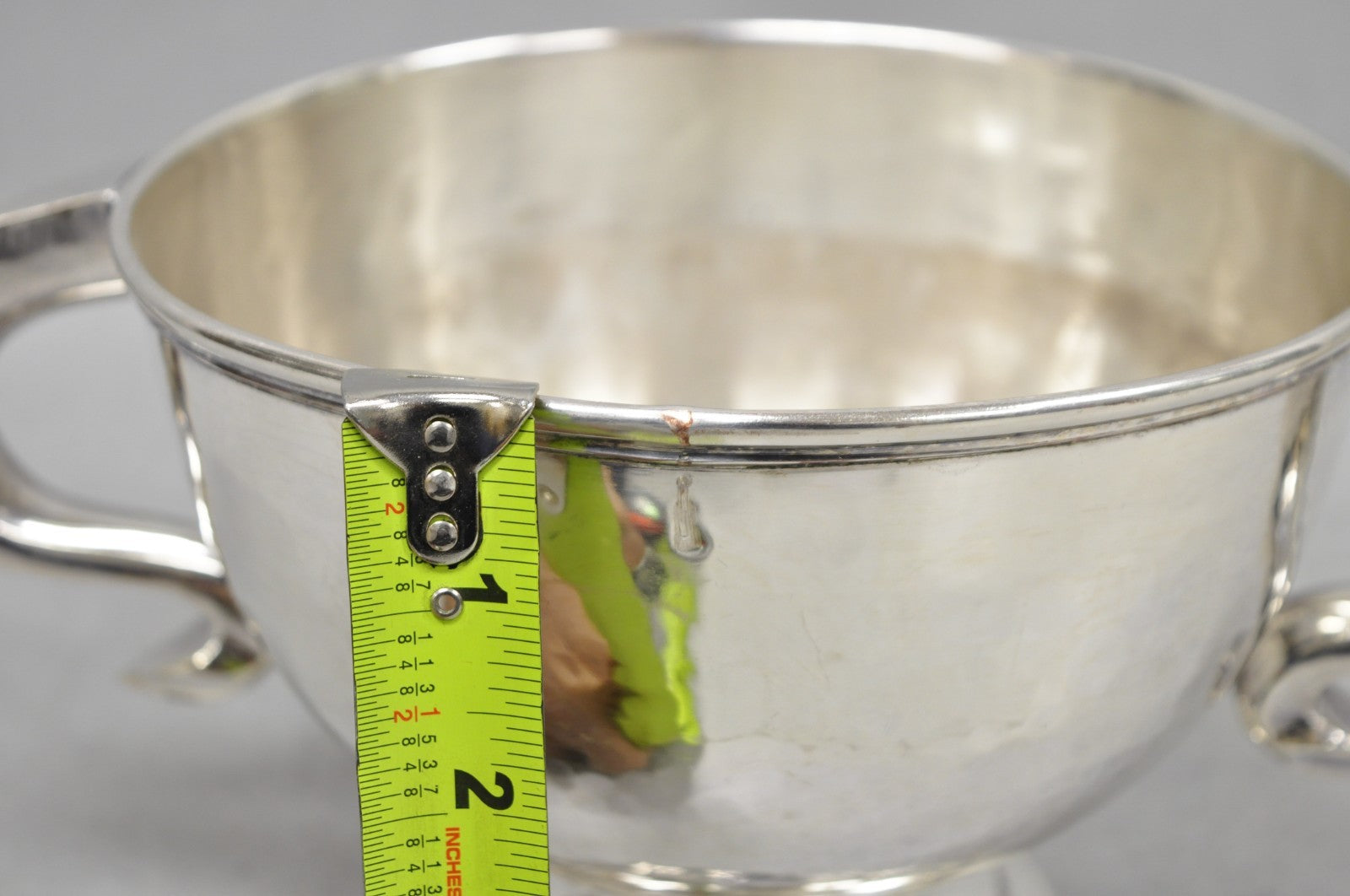 Antique Regency Silver Plated Thick Twin Handle Hand Hammered Trophy Cup Bowl