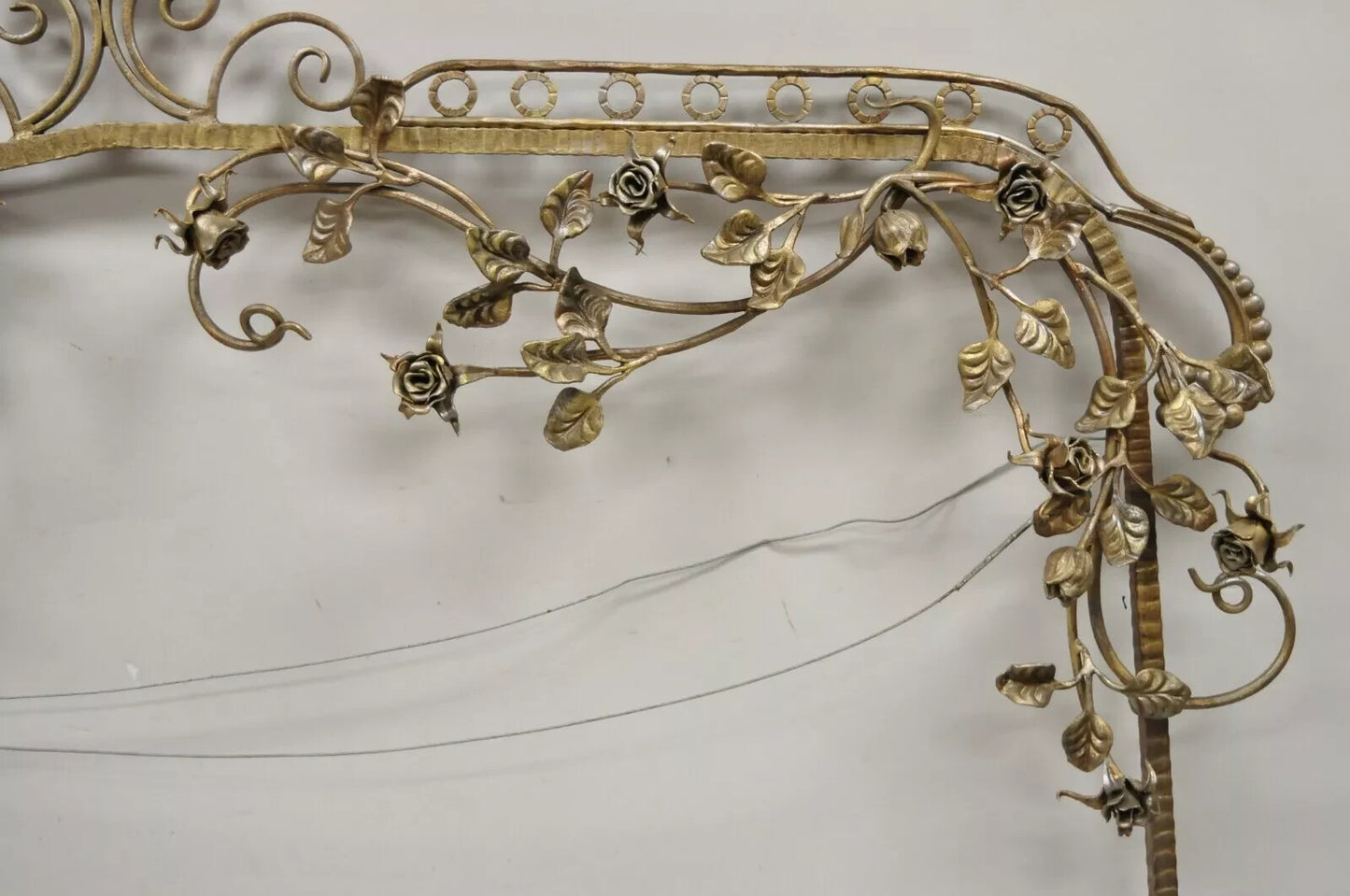 Italian Hollywood Regency Wrought Iron Large Shabby Flower Chic Mirror Frame