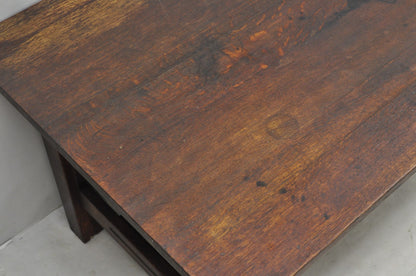 Antique Gustav Stickley Arts & Crafts Mission Oak Two Drawer Library Table Desk