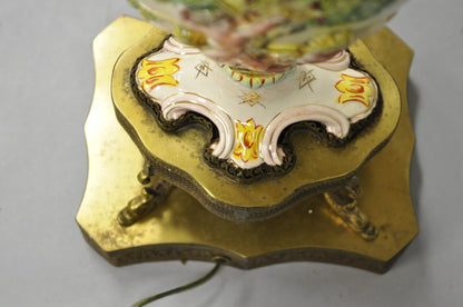 Antique Italian Renaissance Capodimonte Porcelain Urn Figural Table Lamp