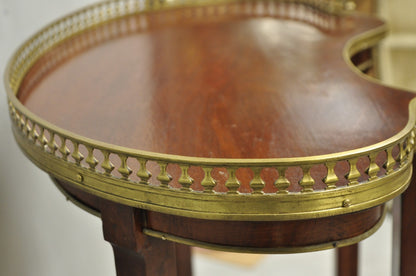 Vintage French Louis XV Style Mahogany Kidney Bean Side Table w/ Bronze Ormolu