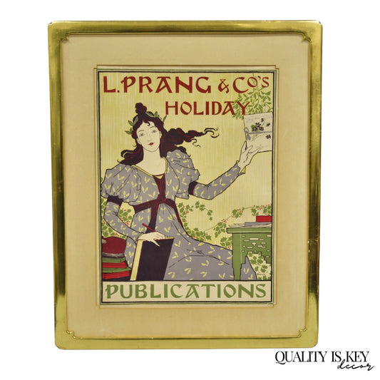 Antique L. Prang & Co's Louis Rhead 1895 Holiday Magazine Framed Art Print