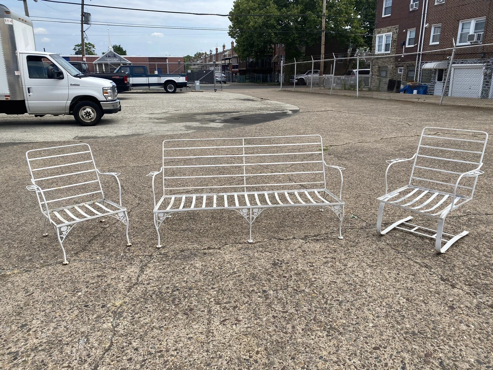 Vintage Meadowcraft Dogwood Wrought Iron Garden Patio Set Sofa Chairs - 3 Pc Set